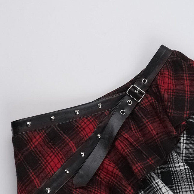 TALKLESSFASHION VOstudio subculture wears irregular checks, patchwork, lace, design, niche skirts, hot girl skirts