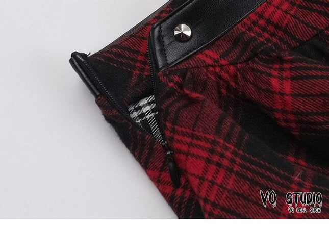 TALKLESSFASHION VOstudio subculture wears irregular checks, patchwork, lace, design, niche skirts, hot girl skirts
