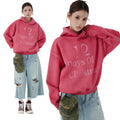 TALKLESSFASHION W593 American Vintage Men's Men's High-End Trend Letter Print Design Men's Loose Dyeed Hooded Sweatshirt