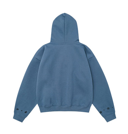 TALKLESSFASHION W600 American Retro Men's and Women's High-End Trend Star Embroidered Hollow Design Men's Loose Hooded Sweatshirt