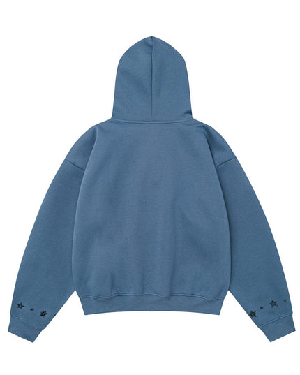 TALKLESSFASHION W600 American Retro Men's and Women's High-End Trend Star Embroidered Hollow Design Men's Loose Hooded Sweatshirt
