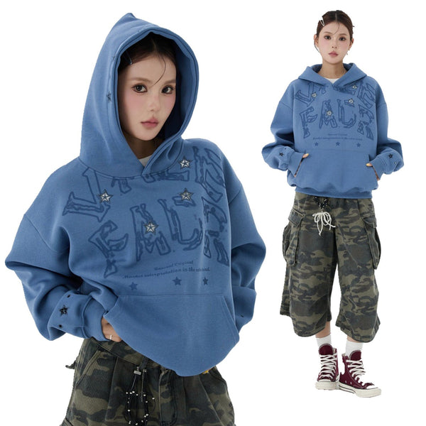 Star Embroidered Hollow Hoodie