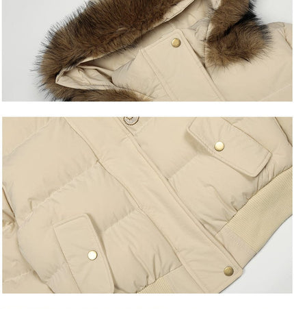 TALKLESSFASHION Warm detachable fur collar hooded cotton jacket women's winter American retro casual thickened bread clothes manufacturer straight hair