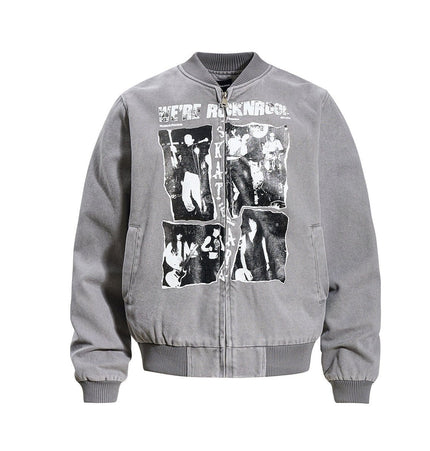 TALKLESSFASHION Washed Canvas Flight Bomber Jacket