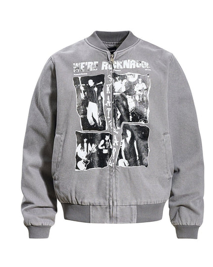TALKLESSFASHION Washed Canvas Flight Bomber Jacket