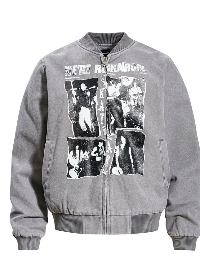 TALKLESSFASHION Washed Canvas Flight Bomber Jacket