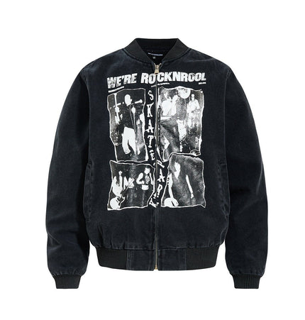 TALKLESSFASHION Washed Canvas Flight Bomber Jacket