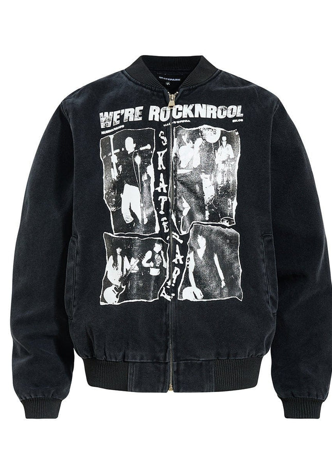 TALKLESSFASHION Washed Canvas Flight Bomber Jacket
