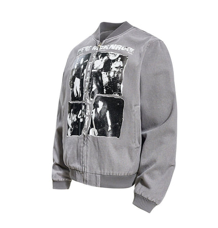TALKLESSFASHION Washed Canvas Flight Bomber Jacket