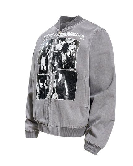 TALKLESSFASHION Washed Canvas Flight Bomber Jacket