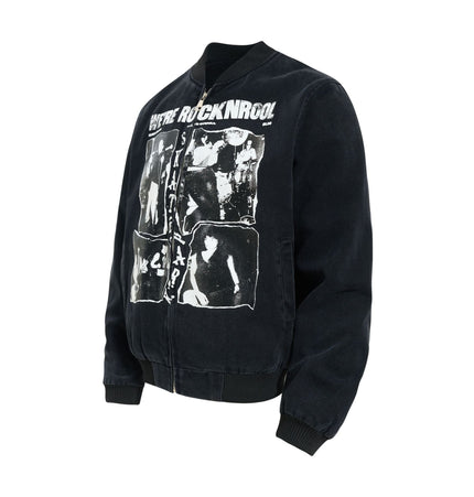 TALKLESSFASHION Washed Canvas Flight Bomber Jacket