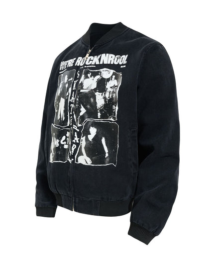 TALKLESSFASHION Washed Canvas Flight Bomber Jacket