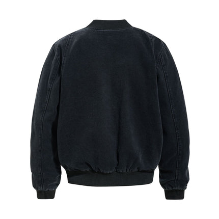 TALKLESSFASHION Washed Canvas Flight Bomber Jacket