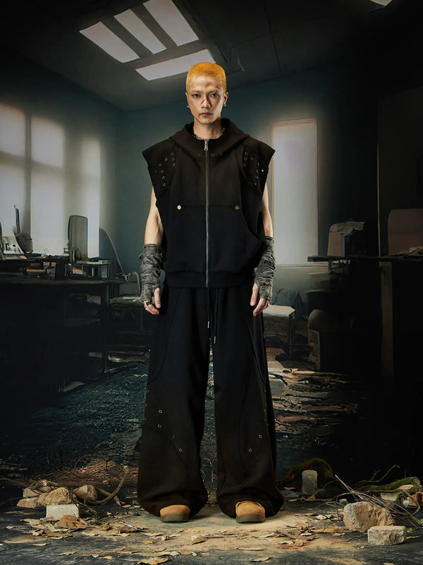 Wasteland Cropped Hooded Vest & Slacks Set