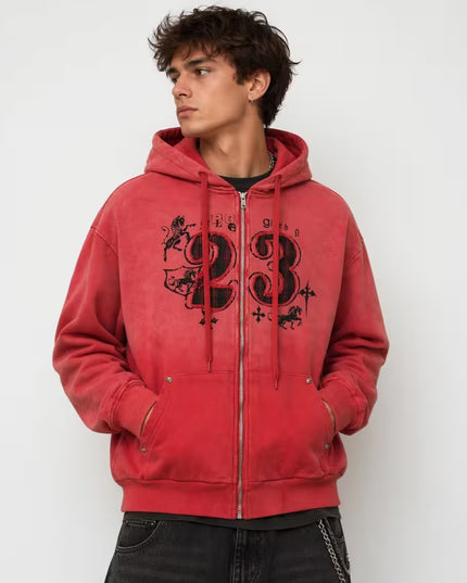 TALKLESSFASHION Wasteland Embroidered Zip-Armor Hoodie