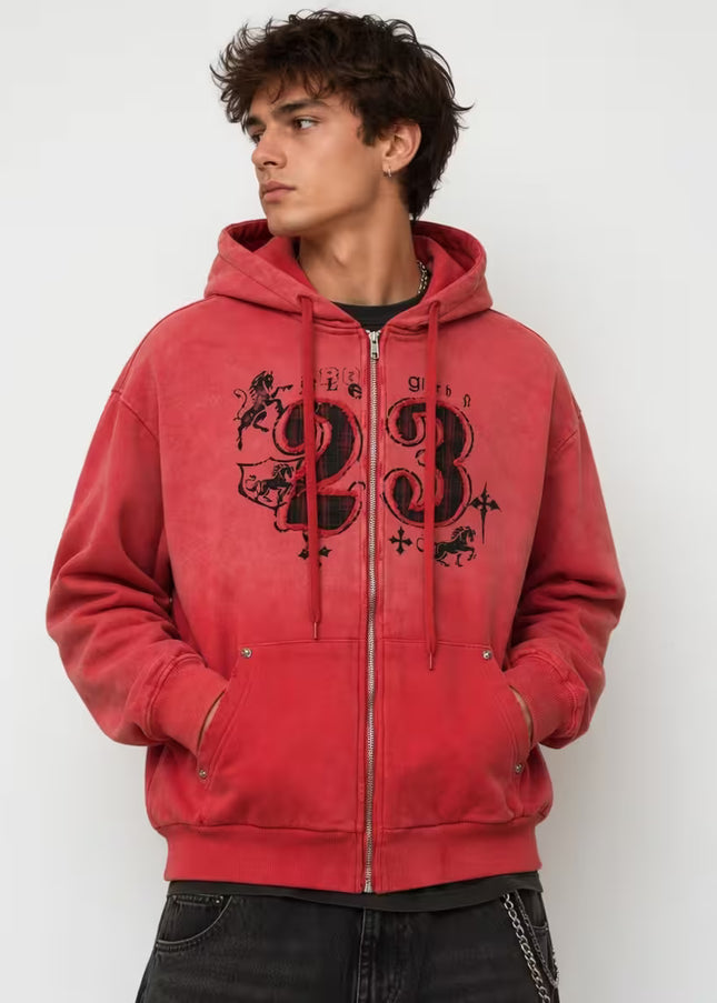 TALKLESSFASHION Wasteland Embroidered Zip-Armor Hoodie