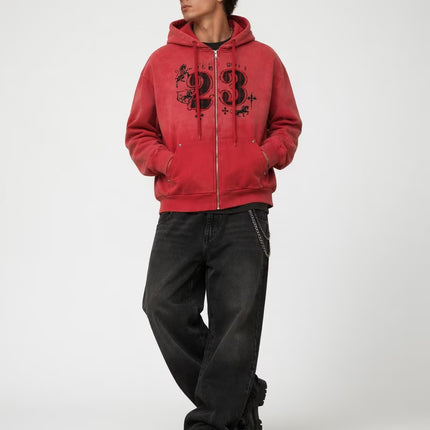 TALKLESSFASHION Wasteland Embroidered Zip-Armor Hoodie