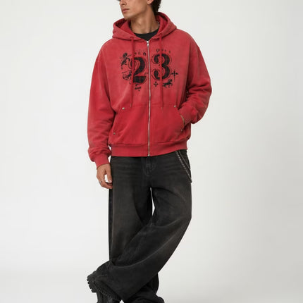 TALKLESSFASHION Wasteland Embroidered Zip-Armor Hoodie