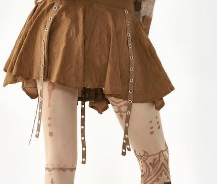 TALKLESSFASHION Wasteland style retro irregular ruffle skirt women's spring and summer design sense small man streamer pleated skirt