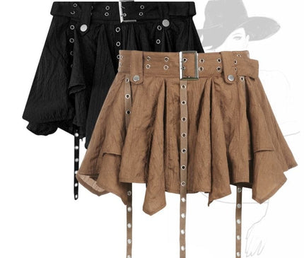 TALKLESSFASHION Wasteland style retro irregular ruffle skirt women's spring and summer design sense small man streamer pleated skirt