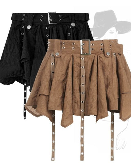 TALKLESSFASHION Wasteland style retro irregular ruffle skirt women's spring and summer design sense small man streamer pleated skirt