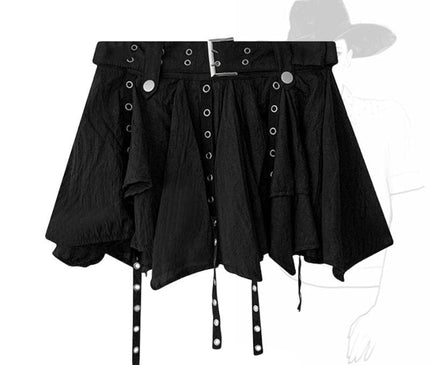 TALKLESSFASHION Wasteland style retro irregular ruffle skirt women's spring and summer design sense small man streamer pleated skirt