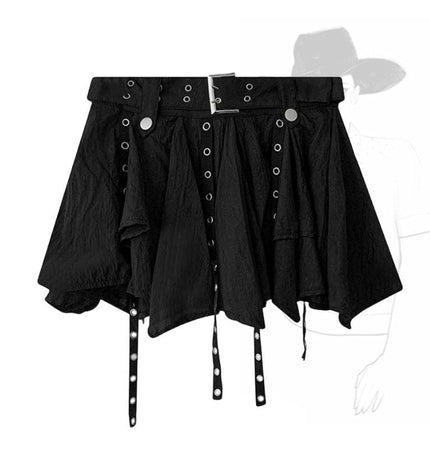 TALKLESSFASHION Wasteland style retro irregular ruffle skirt women's spring and summer design sense small man streamer pleated skirt