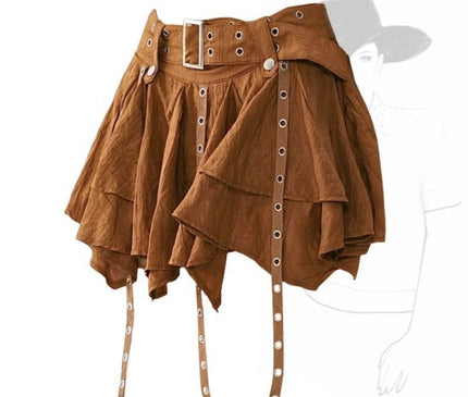 TALKLESSFASHION Wasteland style retro irregular ruffle skirt women's spring and summer design sense small man streamer pleated skirt