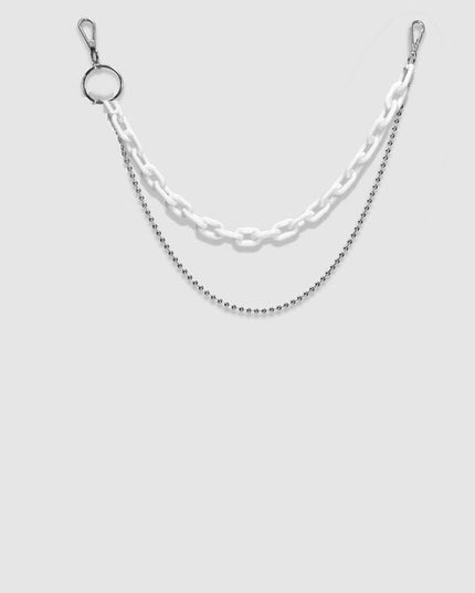 TALKLESSFASHION White double chain (no scarf)) hip hop pants chain accessoriesins