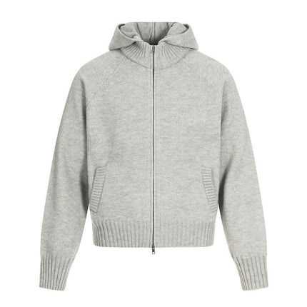TALKLESSFASHION XL / Flower Grey MY017 GXFortune American Vintage Cleanfit Knit Men's and Women's Loose Casual Zip Cardigan Hooded Sweater