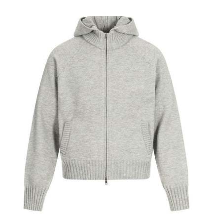 THETLSTUDIO XL / Flower Grey MY017 GXFortune American Vintage Cleanfit Knit Men's and Women's Loose Casual Zip Cardigan Hooded Sweater