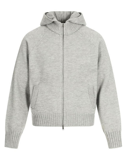 TALKLESSFASHION XL / Flower Grey MY017 GXFortune American Vintage Cleanfit Knit Men's and Women's Loose Casual Zip Cardigan Hooded Sweater