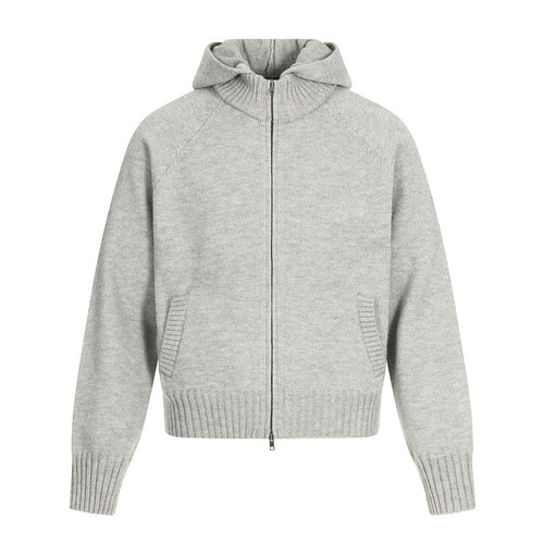 THETLSTUDIO XL / Flower Grey MY017 GXFortune American Vintage Cleanfit Knit Men's and Women's Loose Casual Zip Cardigan Hooded Sweater