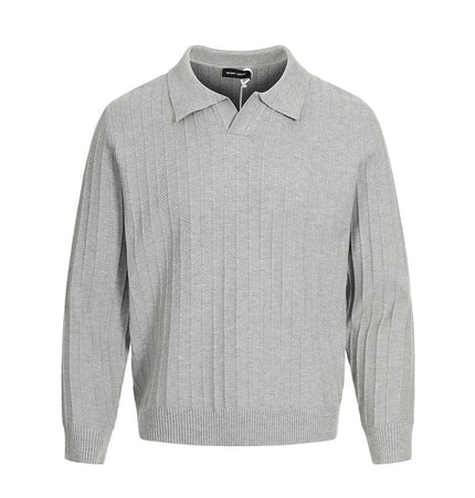 THETLSTUDIO XL / Grey MFY225 GXFortune American vintage high-end knitted polo shirt men's and women's trendy brand loose casual couple tops
