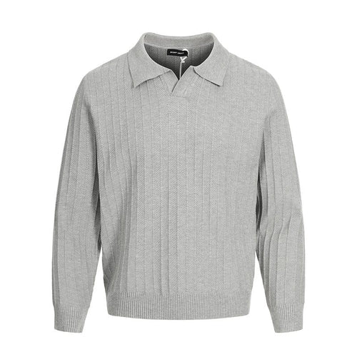 THETLSTUDIO XL / Grey MFY225 GXFortune American vintage high-end knitted polo shirt men's and women's trendy brand loose casual couple tops