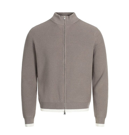 THETLSTUDIO XL / Khaki MFY226 GXFortune American Stand Collar Double Zip Sweater Men's Fall Loose Knit Cardigan Men's Trendy Versatile Jacket