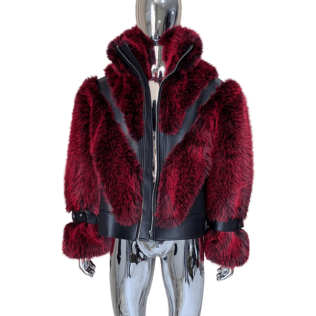 TALKLESSFASHION XL / red Cropped Color Block Padded Jacket