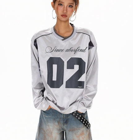 THETLSTUDIO XPKAEAX American High Street Digital Print V-Neck Long Sleeve T-Shirt Men's and Women's Fall 2025 Jersey Sporty Top