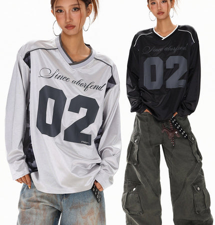THETLSTUDIO XPKAEAX American High Street Digital Print V-Neck Long Sleeve T-Shirt Men's and Women's Fall 2025 Jersey Sporty Top