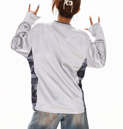 THETLSTUDIO XPKAEAX American High Street Digital Print V-Neck Long Sleeve T-Shirt Men's and Women's Fall 2025 Jersey Sporty Top