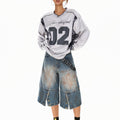 TALKLESSFASHION XPKAEAX American High Street Digital Print V-Neck Long Sleeve T-Shirt Men's and Women's Fall 2025 Jersey Sporty Top