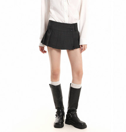 THETLSTUDIO XPKAEAX American Vintage Solid Color Design Skirt Women's Spring New Preppy Versatile Slim Pleated Skirt