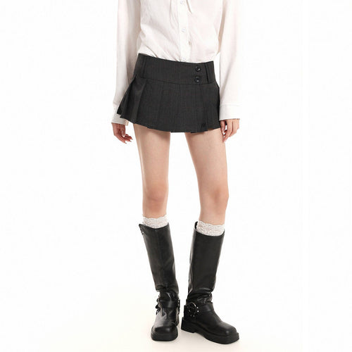 THETLSTUDIO XPKAEAX American Vintage Solid Color Design Skirt Women's Spring New Preppy Versatile Slim Pleated Skirt