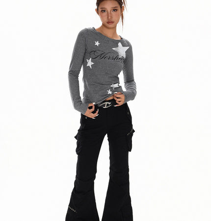 THETLSTUDIO XPKAEAX American Vintage Spice Girl Striped Long Sleeve T-Shirt Women's 2025 Fall Slim Slimming Top Base Layer