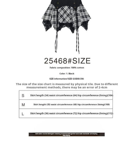 THETLSTUDIO XPKAEAX Chic Vintage Lace Stitched Plaid Skirt Women's Spring New Contrast Irregular Cake Skirt