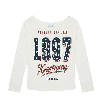 THETLSTUDIO XPKAEAX Spice Girl Style American High Street Slim Long Sleeve T-Shirt Women's New Off-the-Shoulder Slimming Top for Fall 2025