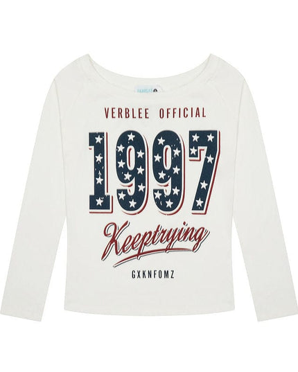 TALKLESSFASHION XPKAEAX Spice Girl Style American High Street Slim Long Sleeve T-Shirt Women's New Off-the-Shoulder Slimming Top for Fall 2025