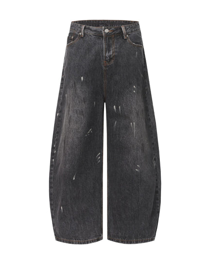 TALKLESSFASHION XS / black EON 26 spring New spot American street trendy high street individuality design washed scimitar denim trousers men