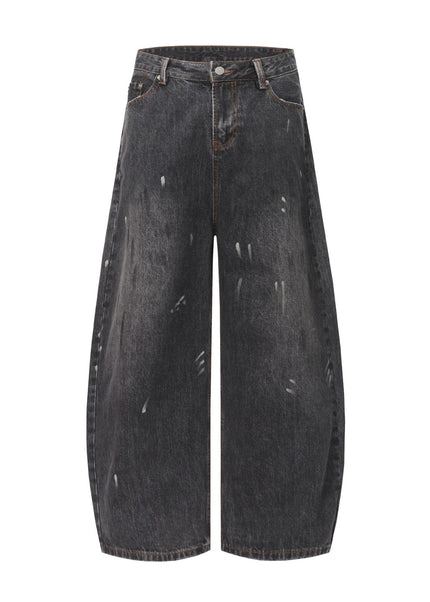 THETLSTUDIO XS / black EON 26 spring New spot American street trendy high street individuality design washed scimitar denim trousers men