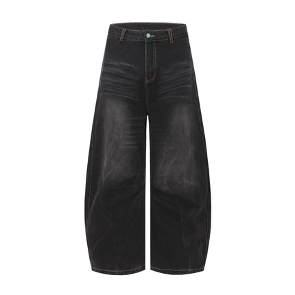 TALKLESSFASHION XS / black EON 26 spring New spot American street trendy high street individuality design washed scimitar denim trousers men